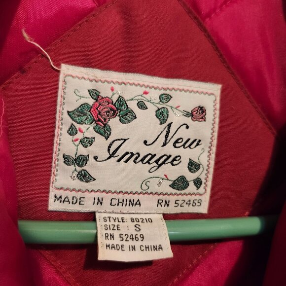 Vintage New Image Women's Small Pink & Teal Winter Ski Jacket Scarf Set Quilted - Picture 3 of 14